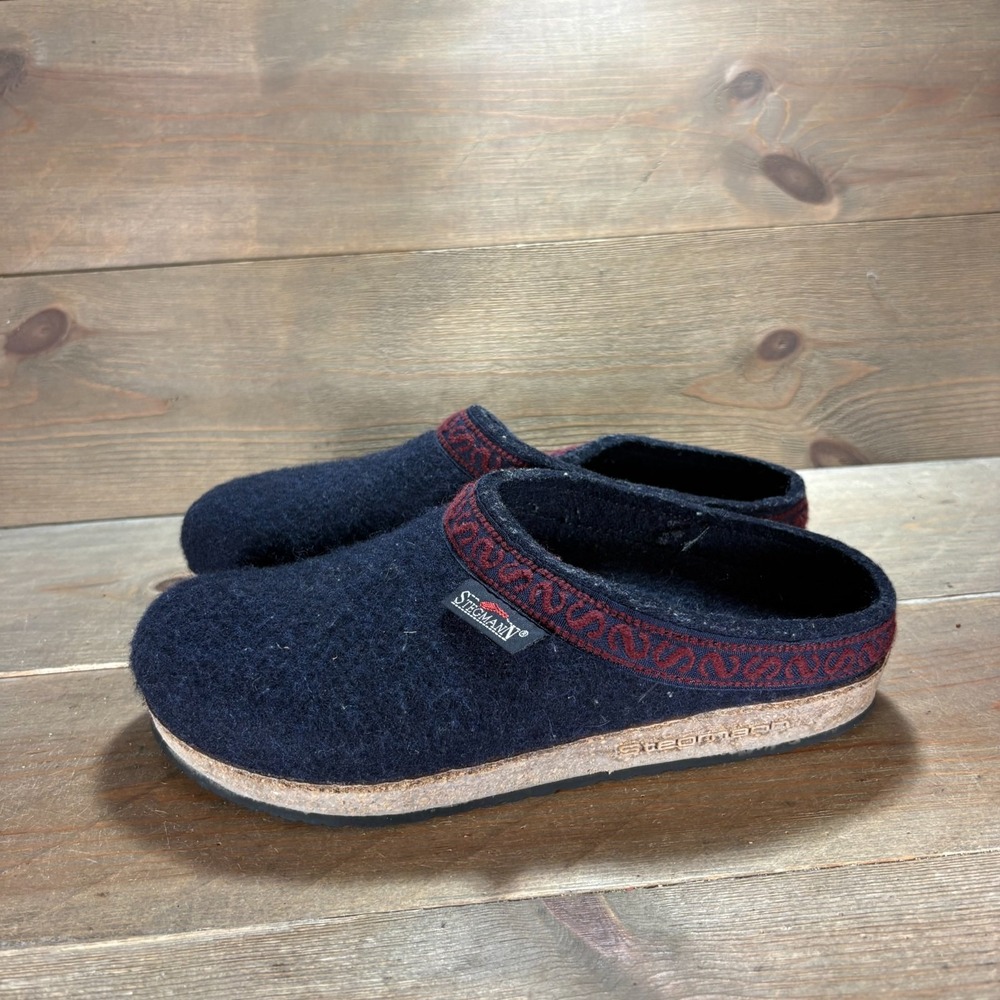 Stegmann orignal Womens size 8 shoes Navy Wool Austria Slip On Clog slippers